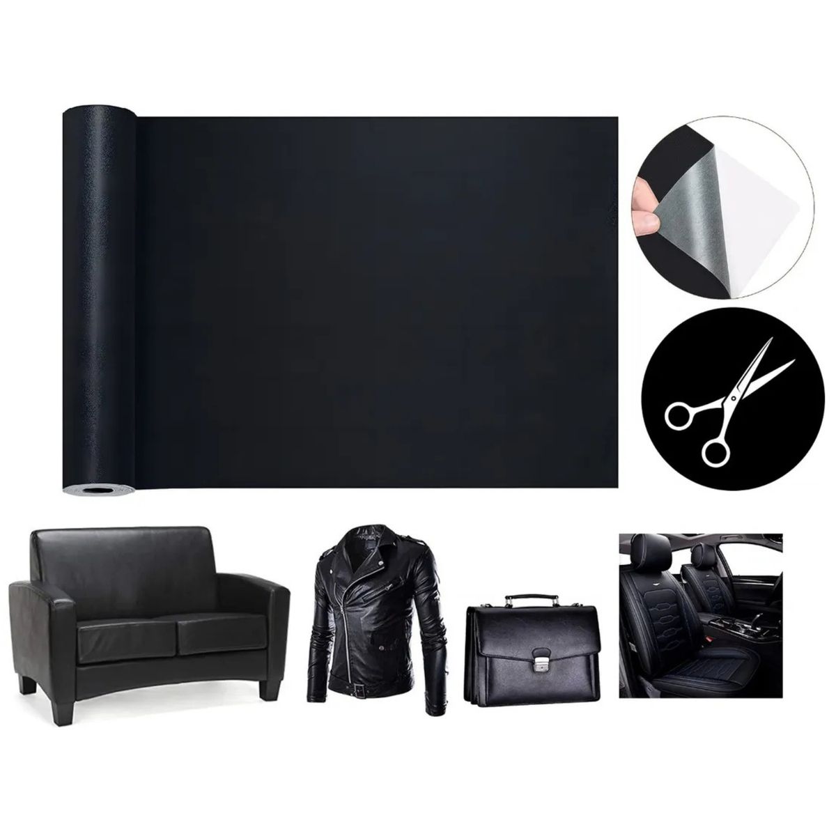 GENERICO - Parche Reparador Cuero Autoadhesivo 50x120cm Para Sofá Auto