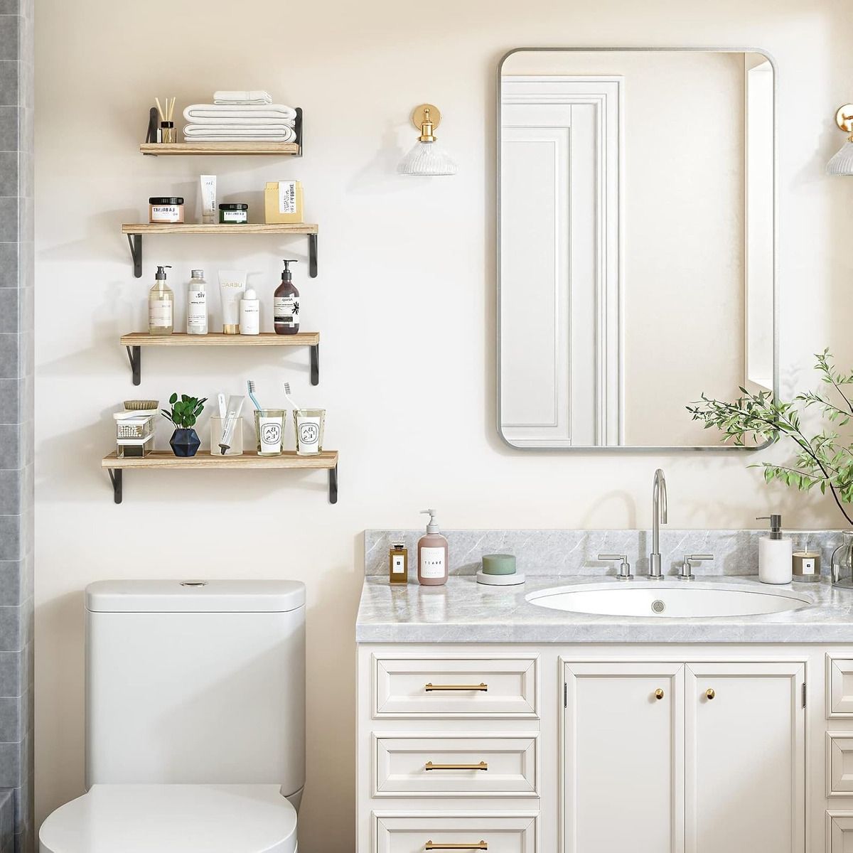 EVERSO - Repisas Flotantes De Pared Kit X3 Estantes Para Baño Cocina