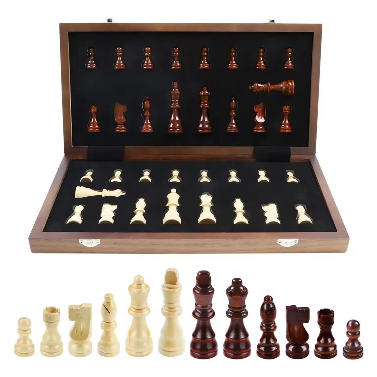 NACION AJEDREZ - Tablero De Ajedrez Madera Plegable Y Magnético Premium 40x40