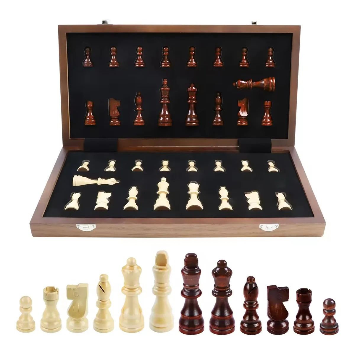 NACION AJEDREZ - Tablero De Ajedrez Madera Plegable Y Magnético Premium 40x40