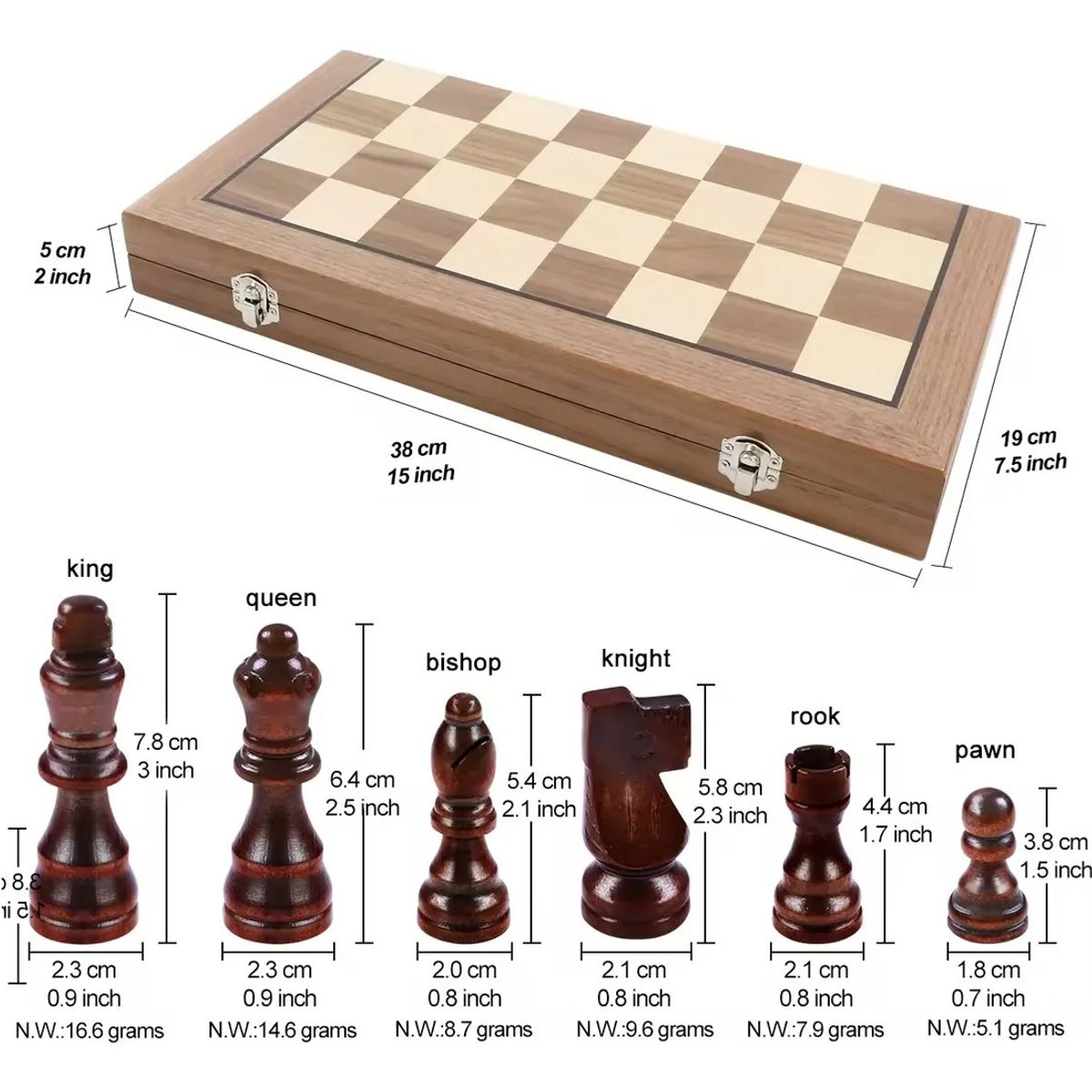 NACION AJEDREZ - Tablero De Ajedrez Madera Plegable Y Magnético Premium 40x40