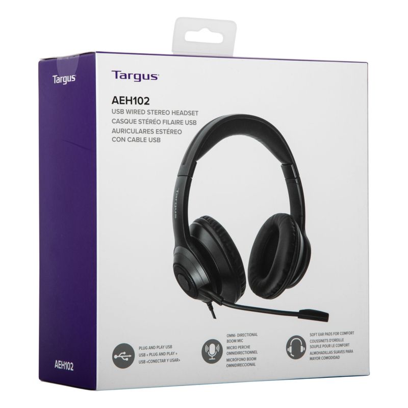 TARGUS - Audífonos Estéreo Targus con Cable USB-A y Micrófono Giratorio