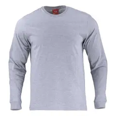T-WORLD - Polera Algodón Cuello Redondo Manga Larga - Gris