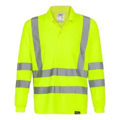 T-WORLD - Polera Piqué Dry Fit Manga Larga Con Cinta Reflectiva - Naranja