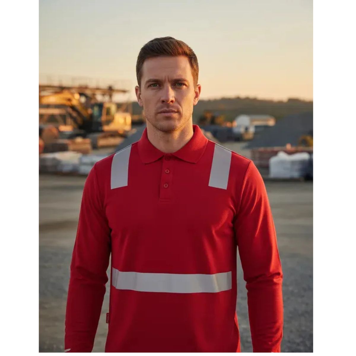 T-WORLD - Polera Cuello Camisero Cinta Hibrida Reflectante Manga Larga