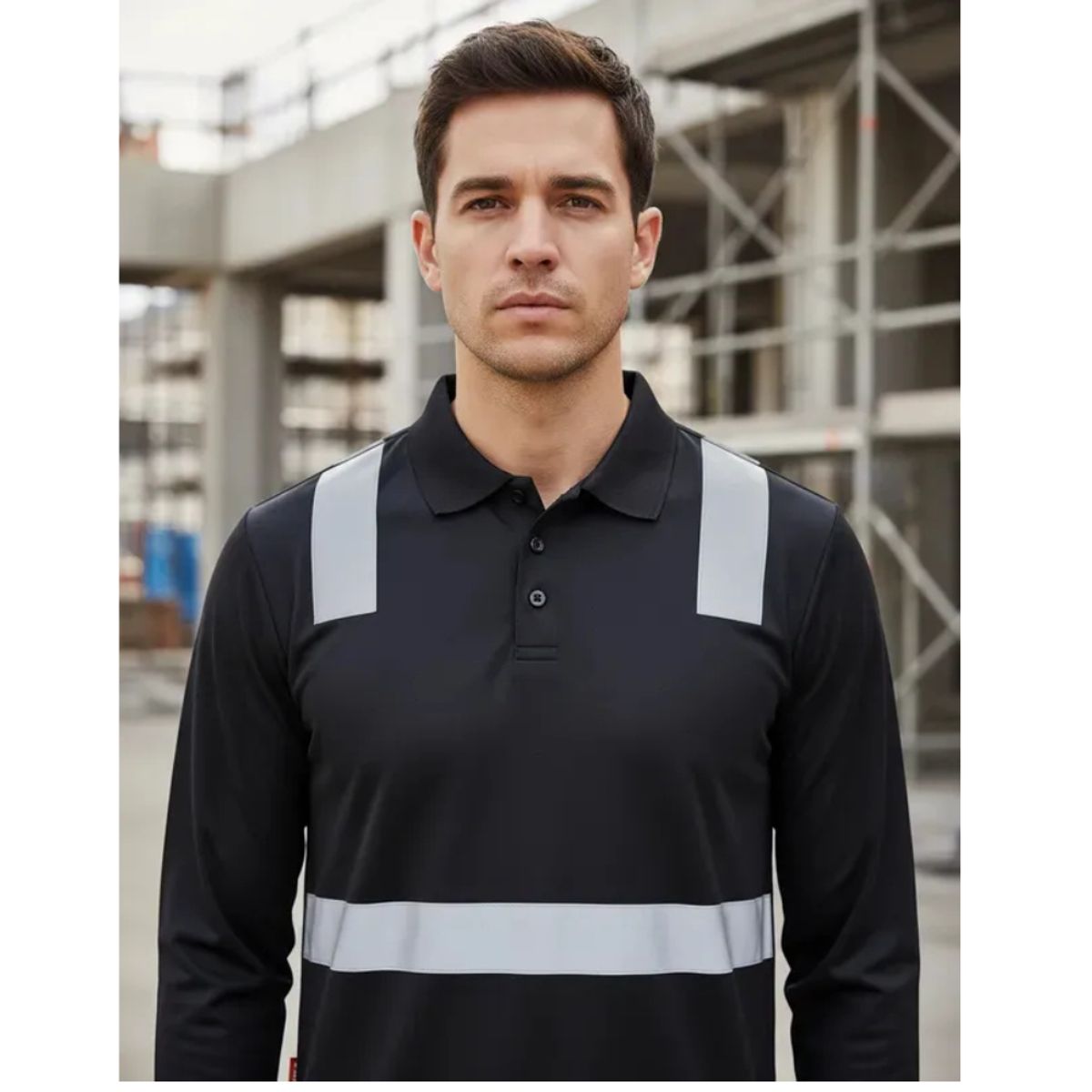 T-WORLD - Polera Cuello Camisero Cinta Hibrida Reflectante Manga Larga