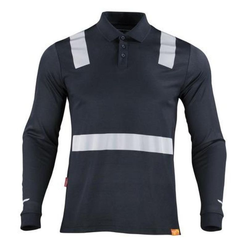 T-WORLD - Polera Cuello Camisero Cinta Hibrida Reflectante Manga Larga - Gris