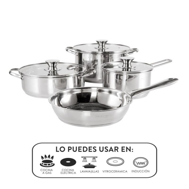 ROICHEN - Batería de Cocina 7pzs Acero Inoxidable Infinity Roichen