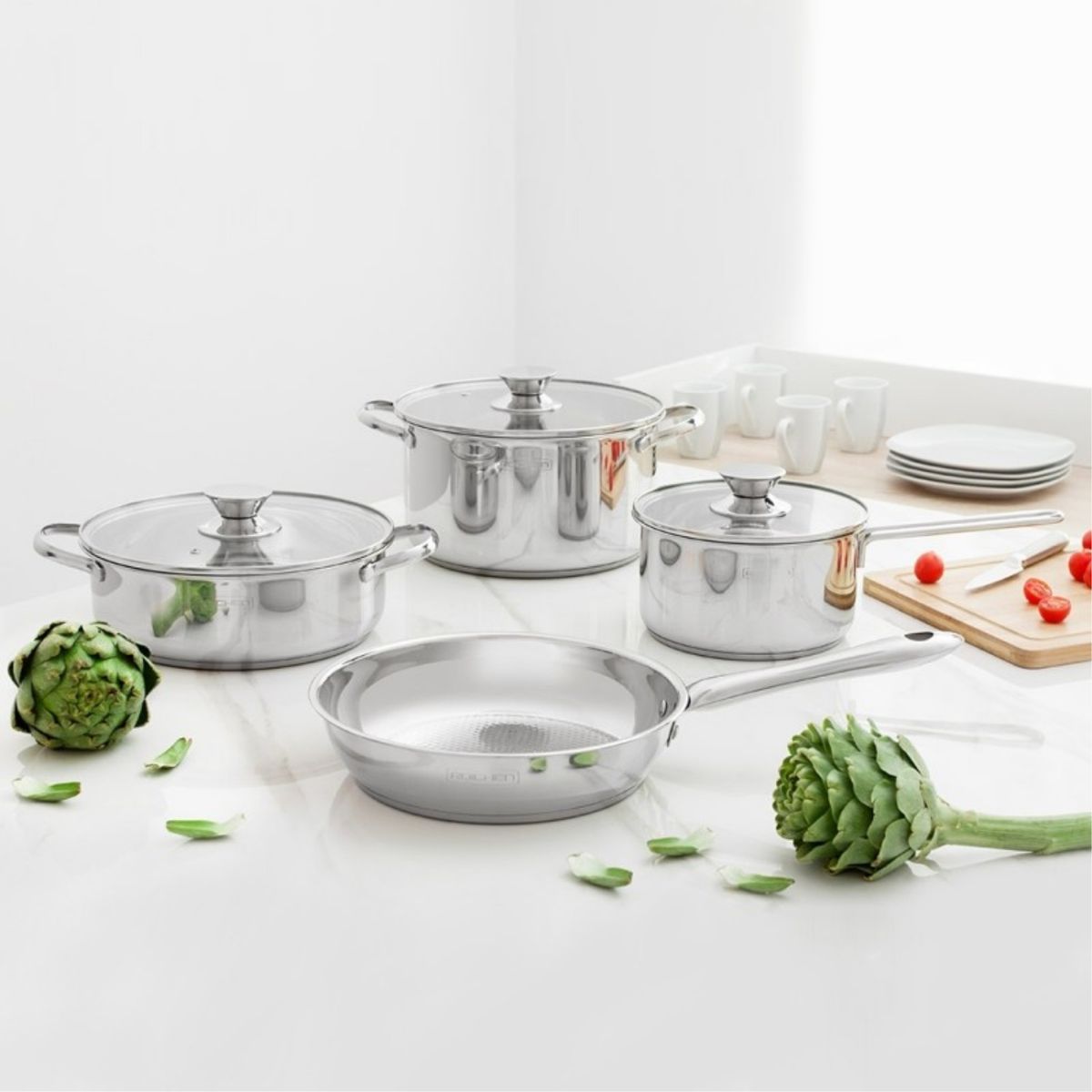 ROICHEN - Batería de Cocina 7pzs Acero Inoxidable Infinity Roichen