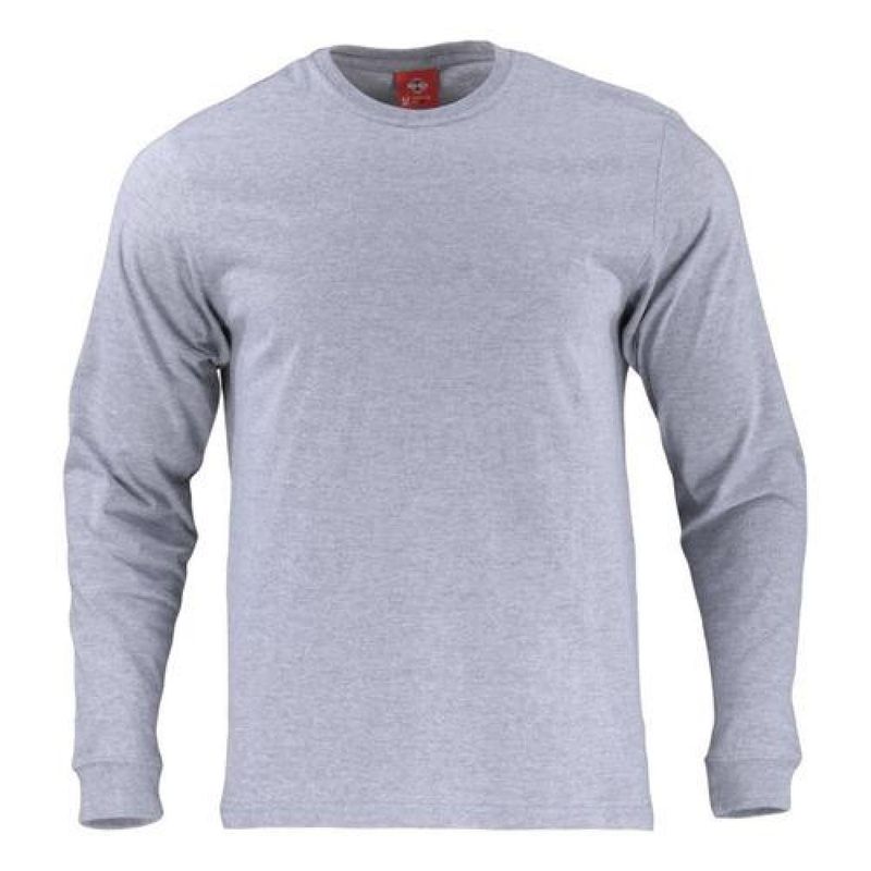T-WORLD - Polera Algodón Cuello Redondo Manga Larga - Gris