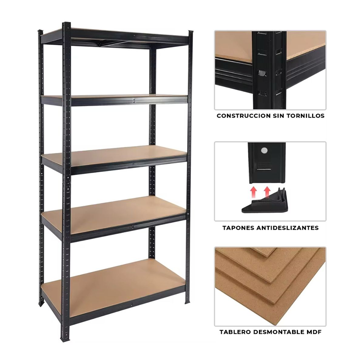 TIENDA EL GARAGE - Estantería Metálica 5 Niveles 90x40x180 cm – 175 Kg por Nivel