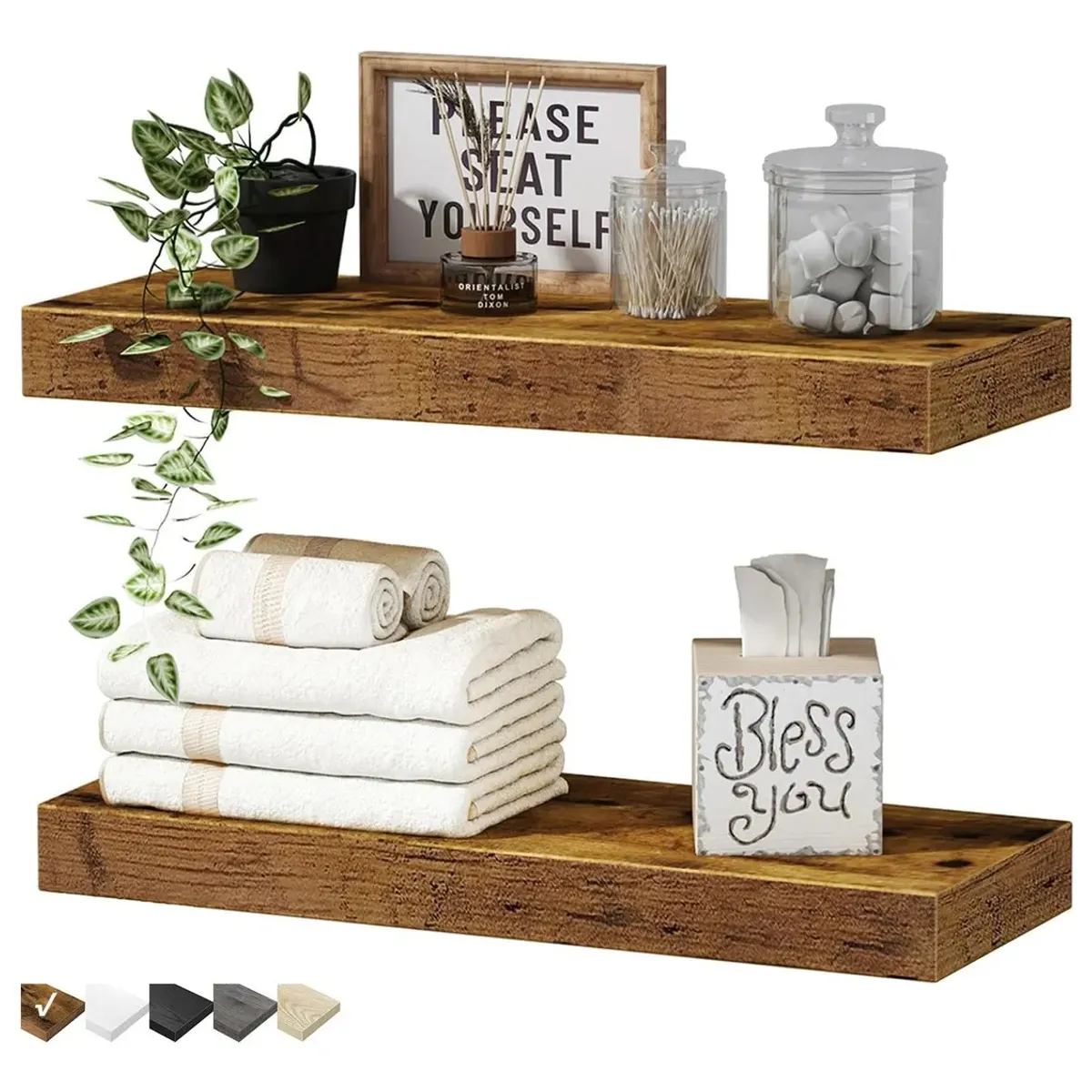 RAGNAR - Repisas Flotantes De Madera Mdf Premium Kit X2 60cm Premium