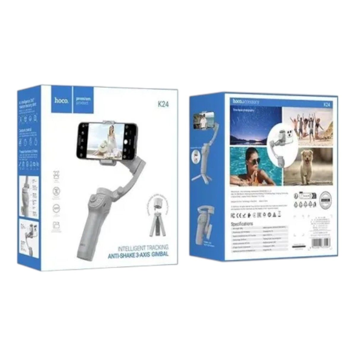 HOCO - Tripode Selfie HOCO K24 Gimbal 3 Ejes Seguidor Inteligente Videos Estables