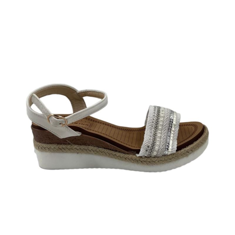 HERIEL - Sandalia Blanca Flecos Plataforma