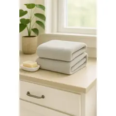 COSAS CASA - Pack 2 Toallas Gris Microfibra 070x130