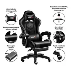 ATLAS - Silla Gamer Reclinable Azul Con Reposapiés