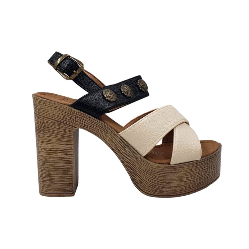 HERIEL - Sandalia Beige Taco Mujer