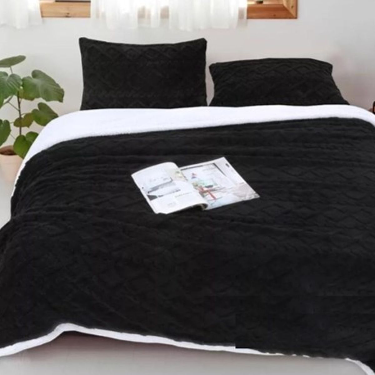 GENERICO - FRAZADAS TRENZADAS CON CHIPORRO UNICOLOR 2 PLAZA 200X230CM TF