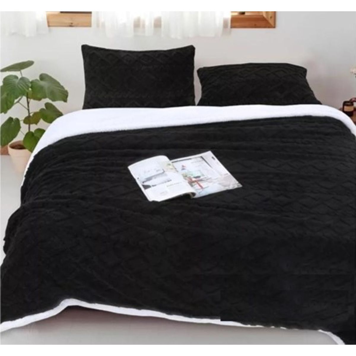 GENERICO - FRAZADAS TRENZADAS CON CHIPORRO UNICOLOR 2 PLAZA 200X230CM TF