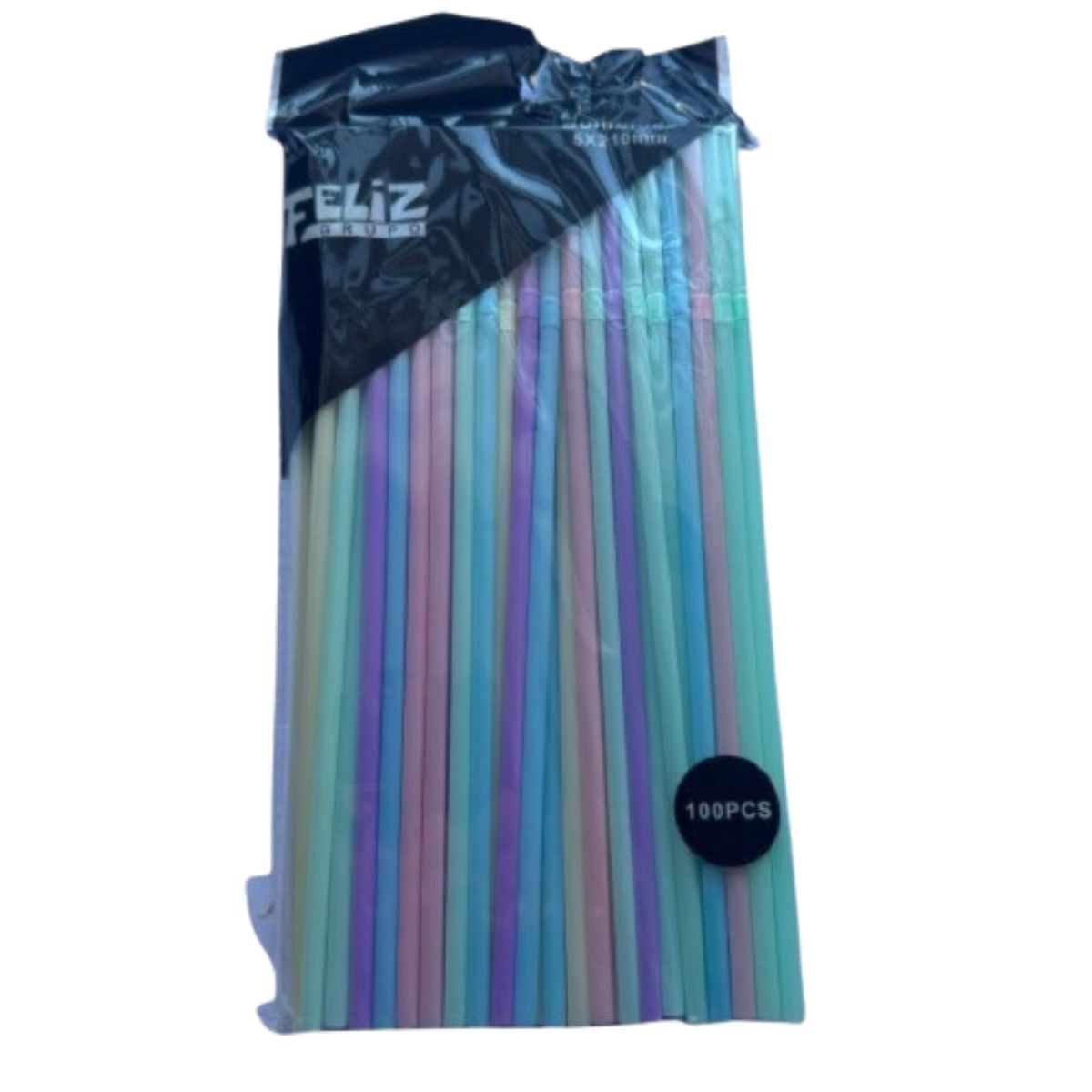 GENERICO - Bombilla Multicolor Pastel Plastico 100un 2,5x16cm