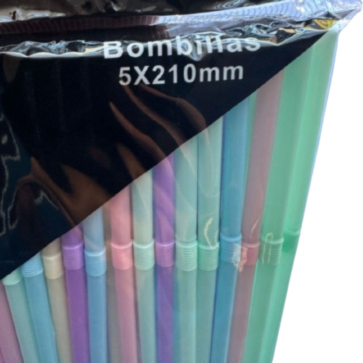 GENERICO - Bombilla Multicolor Pastel Plastico 100un 2,5x16cm