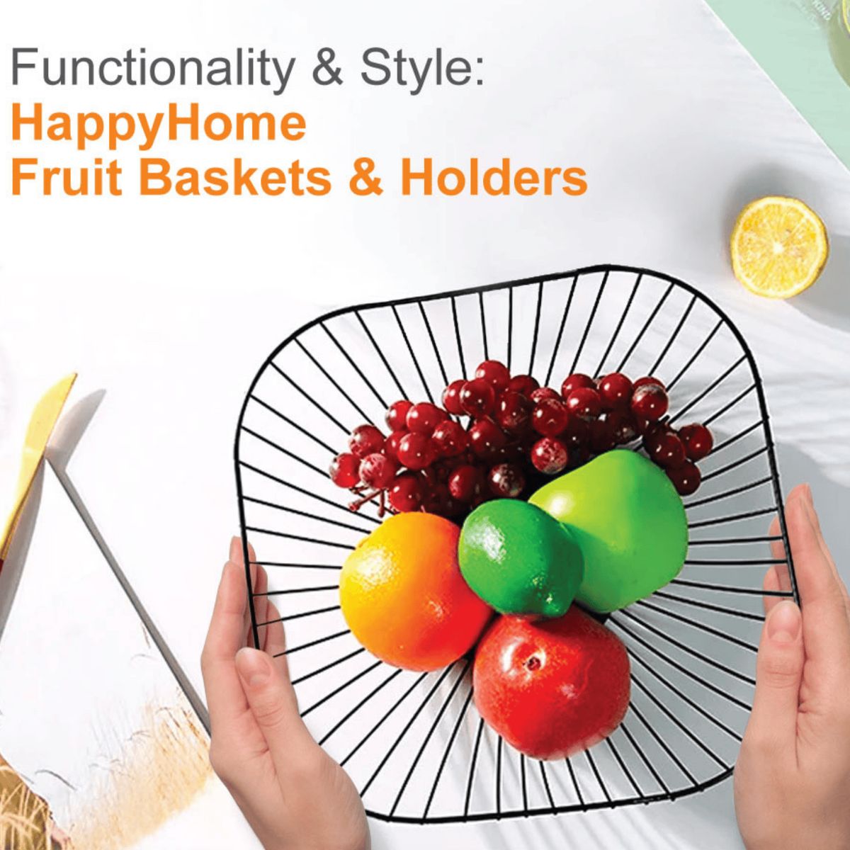 HOMESTAR - Cesta De Frutas Verduras Metalica 29cm