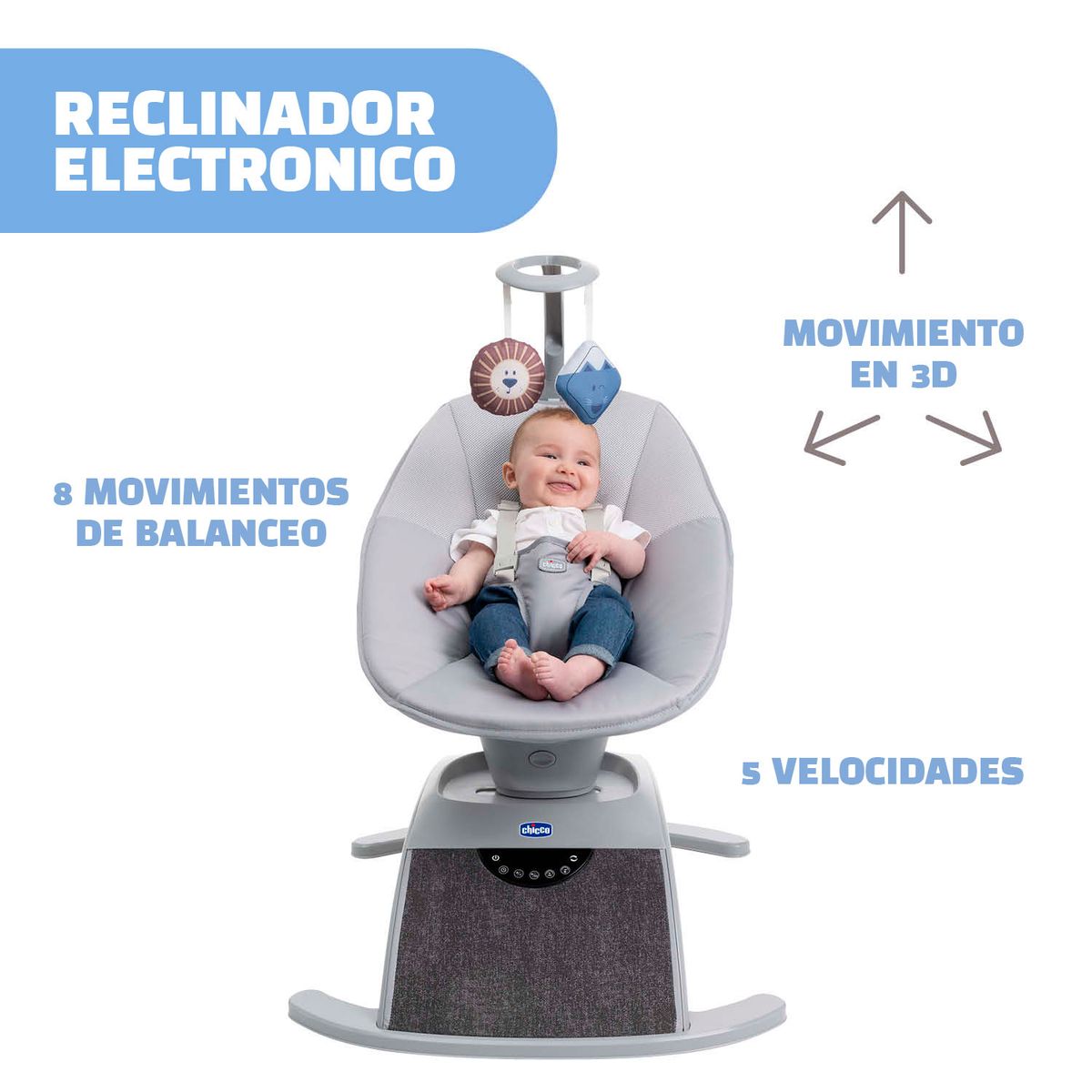 CHICCO - Silla mecedora Electronica Comfy Wave, Silverspring