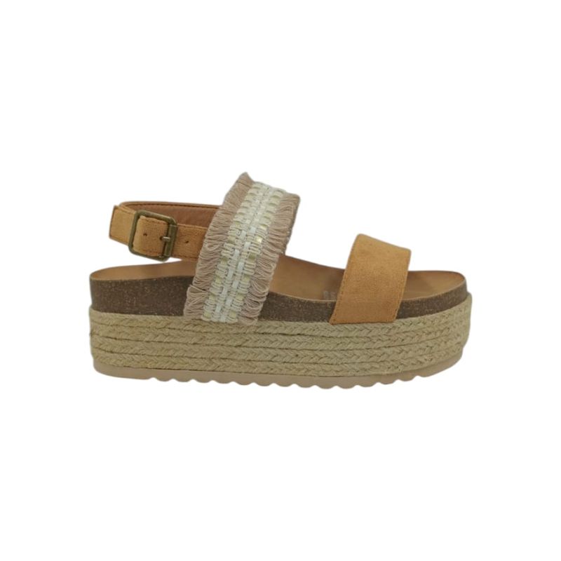 HERIEL - Sandalia Camel Plataforma Mujer