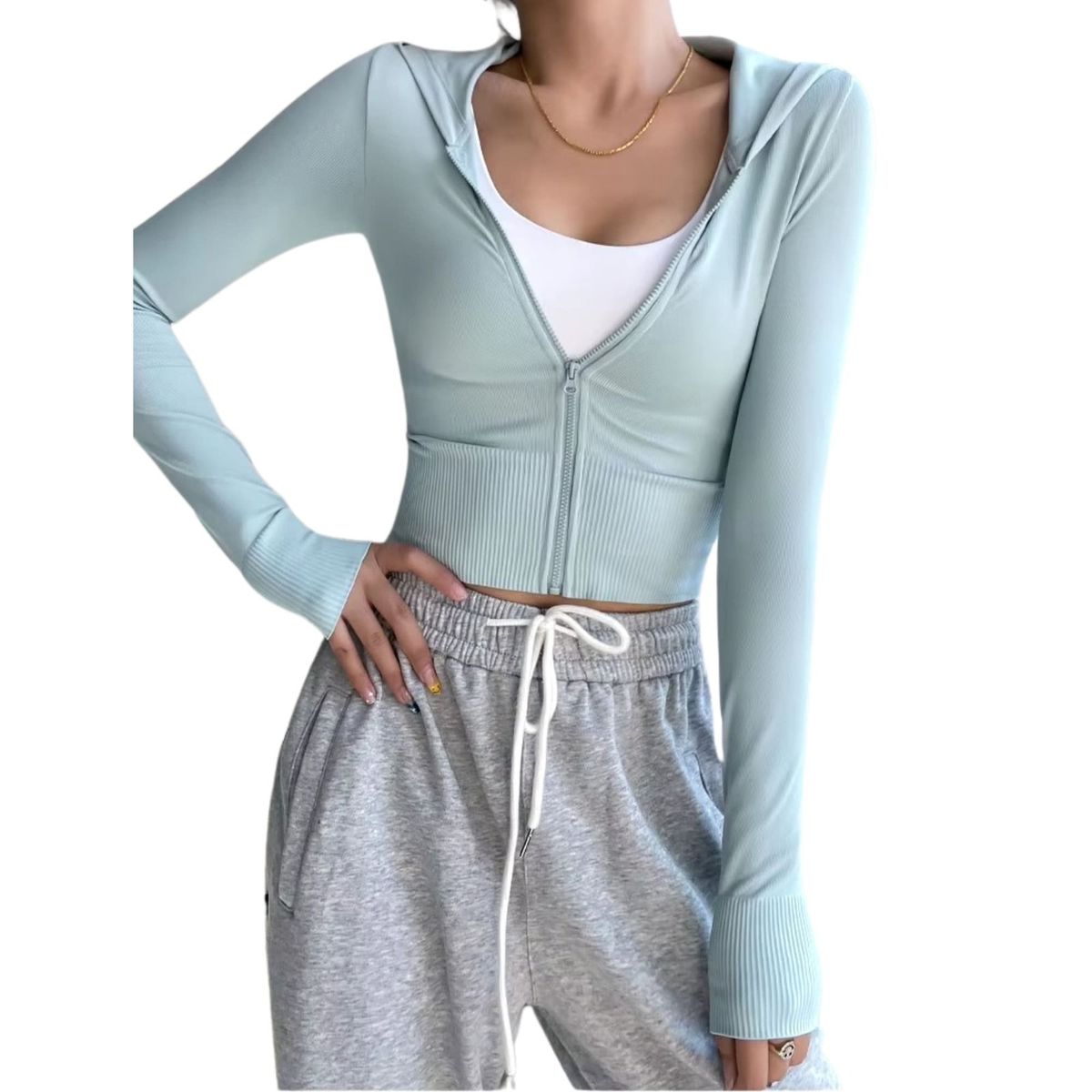 SUKHA - Poleron Manga Larga con Capucha Sukha Celeste