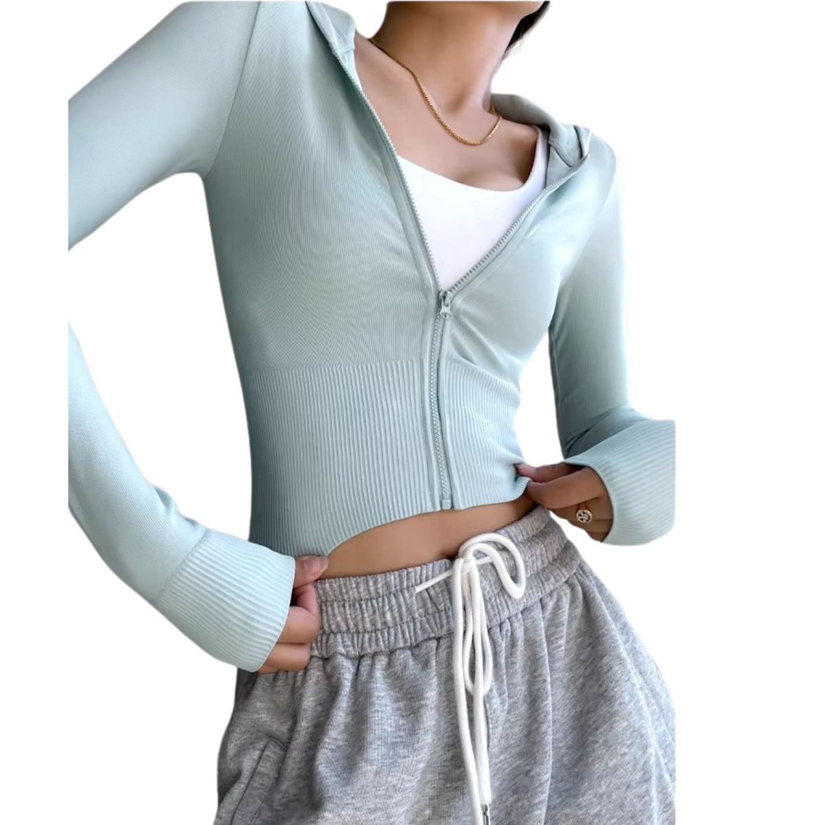 SUKHA - Poleron Manga Larga con Capucha Sukha Celeste