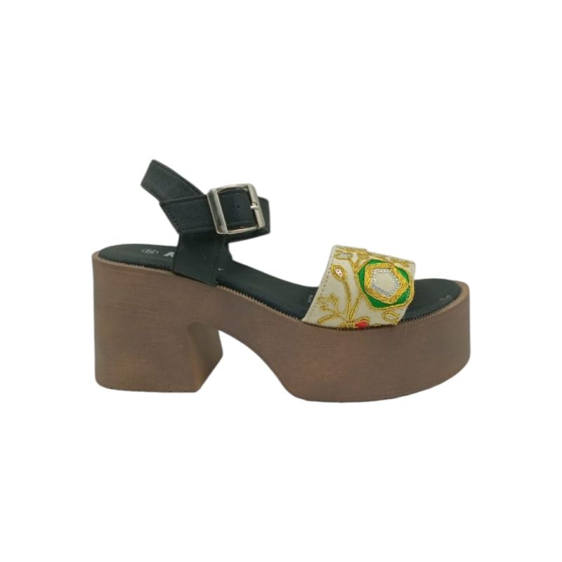 HERIEL - Sandalia Negra Plataforma  Mujer