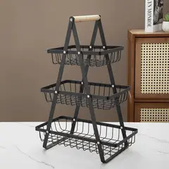 HOMESTAR - Frutero Verdulero Canasto Cesta Para Frutas Verduras 3 Niveles