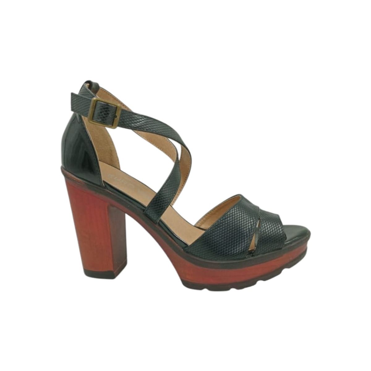 HERIEL - Sandalia Negra Taco Alto