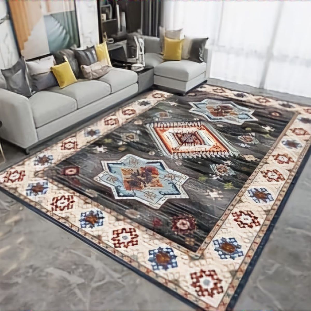 GENERICO - ALFOMBRA PARA LIVING ANTIDESLIZANTE CON DISEÑOS TRIDIMENCIONALES