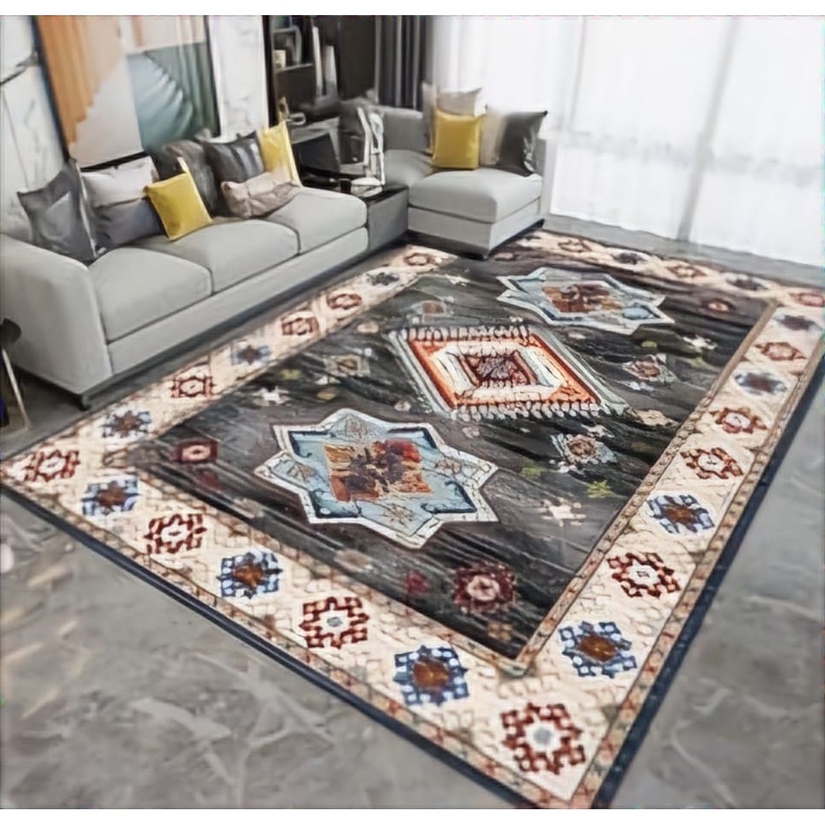 GENERICO - ALFOMBRA PARA LIVING ANTIDESLIZANTE CON DISEÑOS TRIDIMENCIONALES