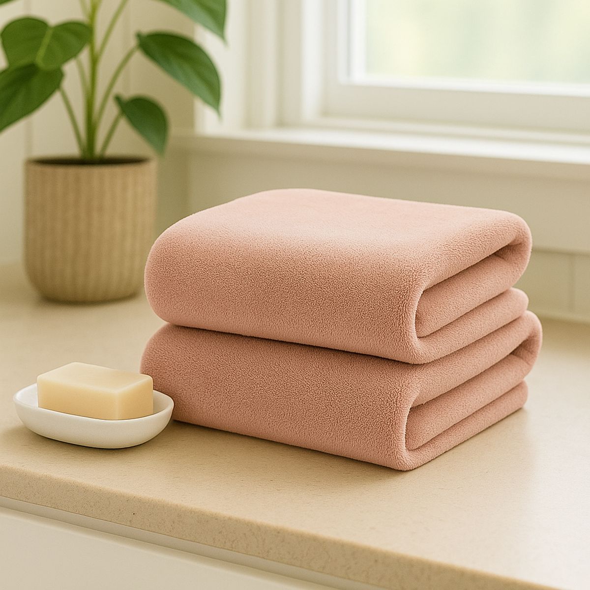 COSAS CASA - Pack 2 Toallas Rosa Microfibra 070x130