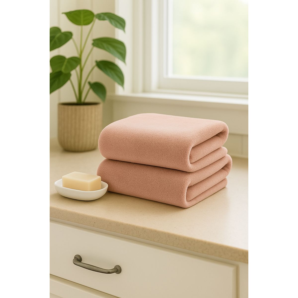 COSAS CASA - Pack 2 Toallas Rosa Microfibra 070x130
