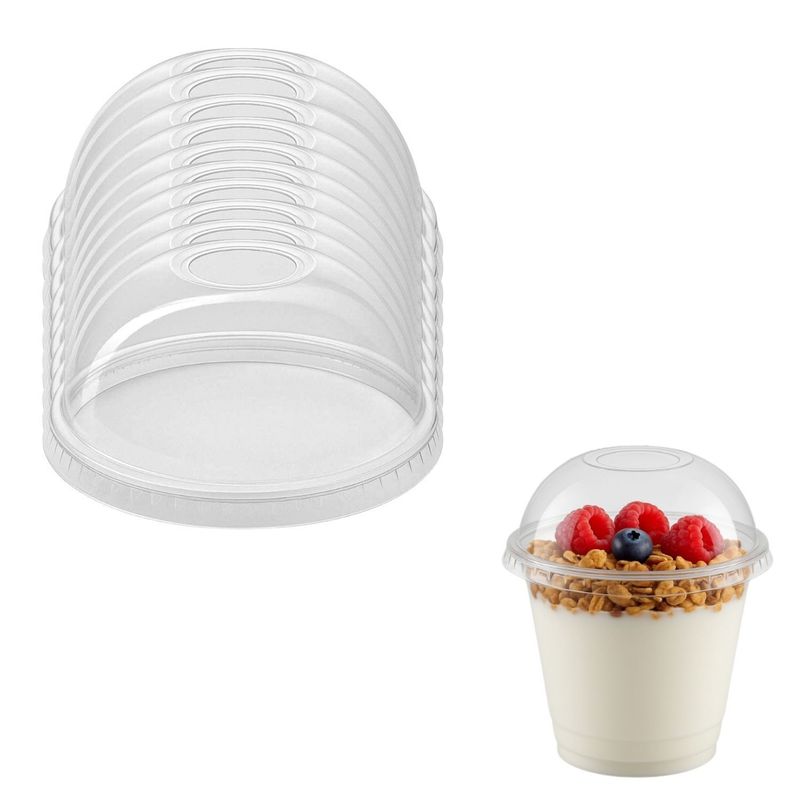 GENERICO - Set 10 Tapas Domo 300mL Plastico Desechable Transparente