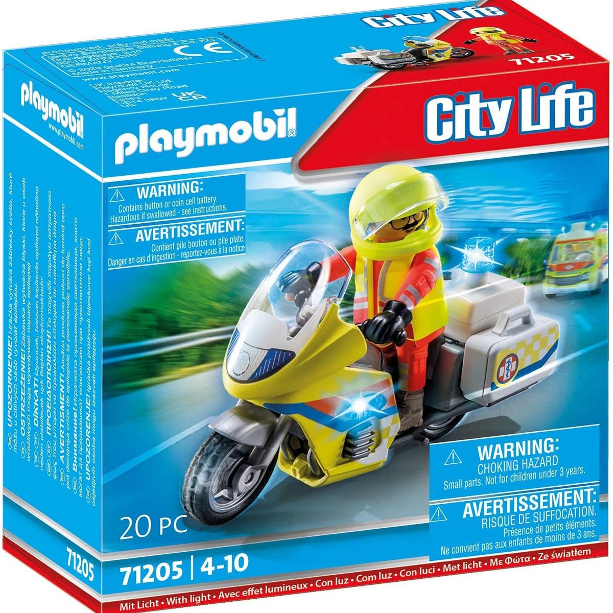 PLAYMOBIL - PLAYMOBIL MOTO DE EMERGENCIAS CON LUZ INTERMITENTE PM71205