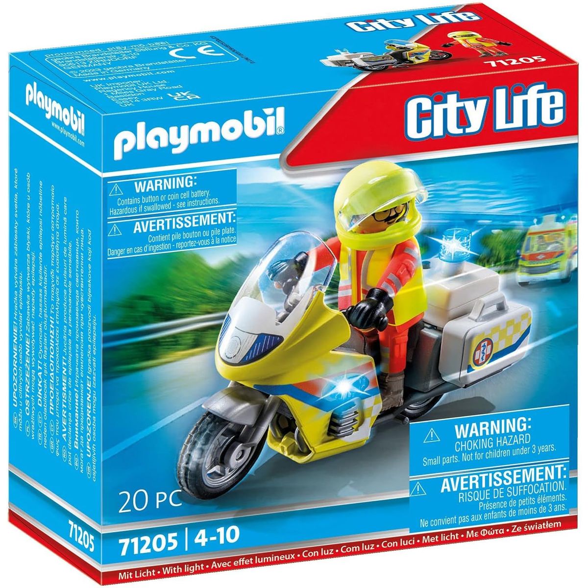 PLAYMOBIL - PLAYMOBIL MOTO DE EMERGENCIAS CON LUZ INTERMITENTE PM71205