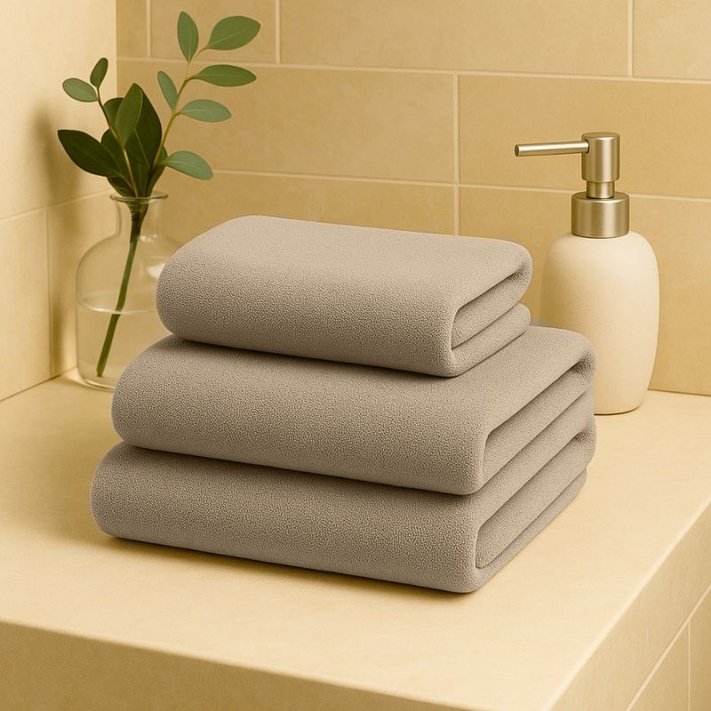 COSAS CASA - Pack 3 Toallas Taupe Microfibra