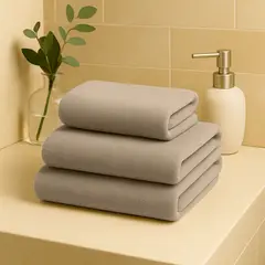 COSAS CASA - Pack 3 Toallas Taupe Microfibra