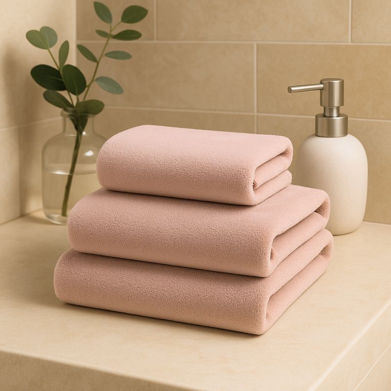 COSAS CASA - Pack 3 Toallas Rosa Microfibra