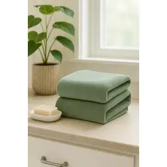 COSAS CASA - Pack 2 Toalla Verde Microfibra 070x130