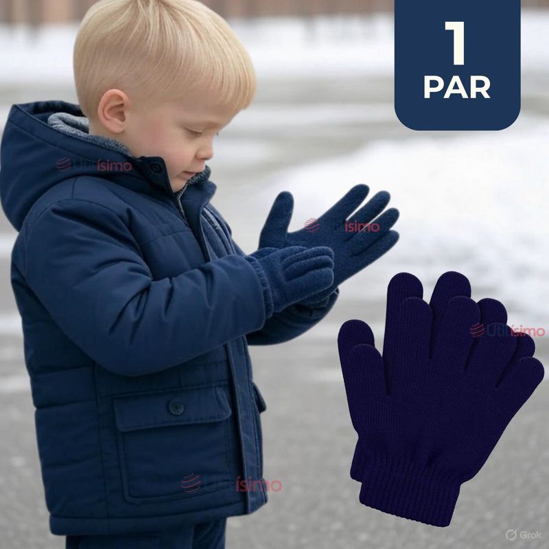 LINE - Guantes 11cm Escolares Niña y Niño Azul Oscuro