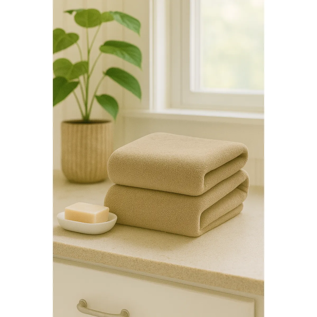 COSAS CASA - Pack 2 Toalla Taupe Microfibra 100x140