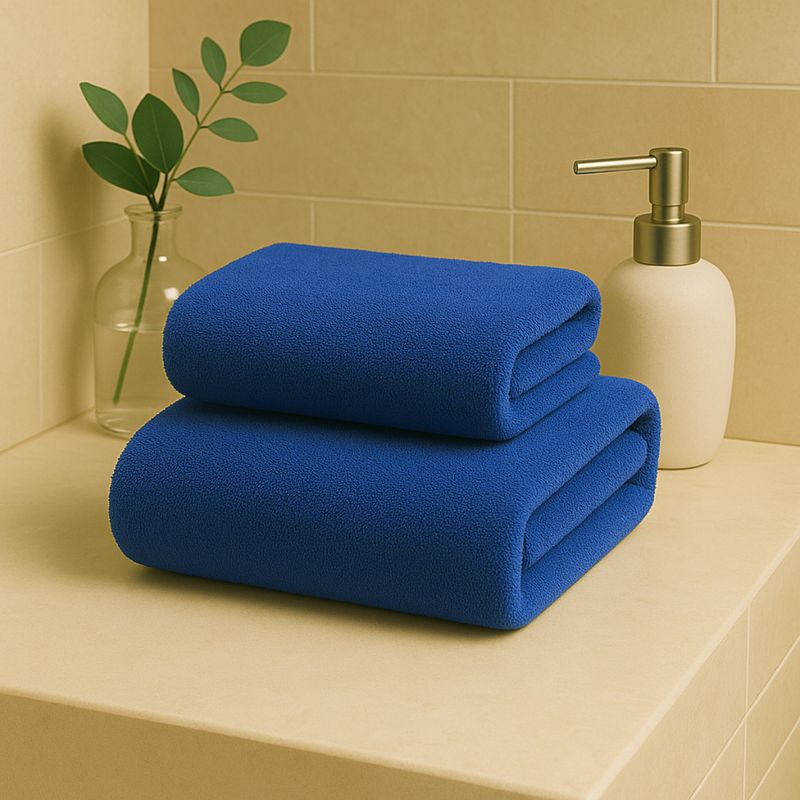COSAS CASA - Pack 2 Toalla Azul Microfibra 100x140