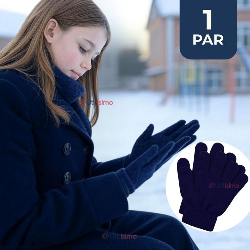 LINE - Guantes 16cm Escolares Niña y Niño Azul Oscuro