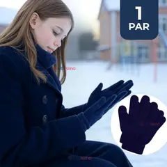 LINE - Guantes 16cm Escolares Niña y Niño Azul Oscuro