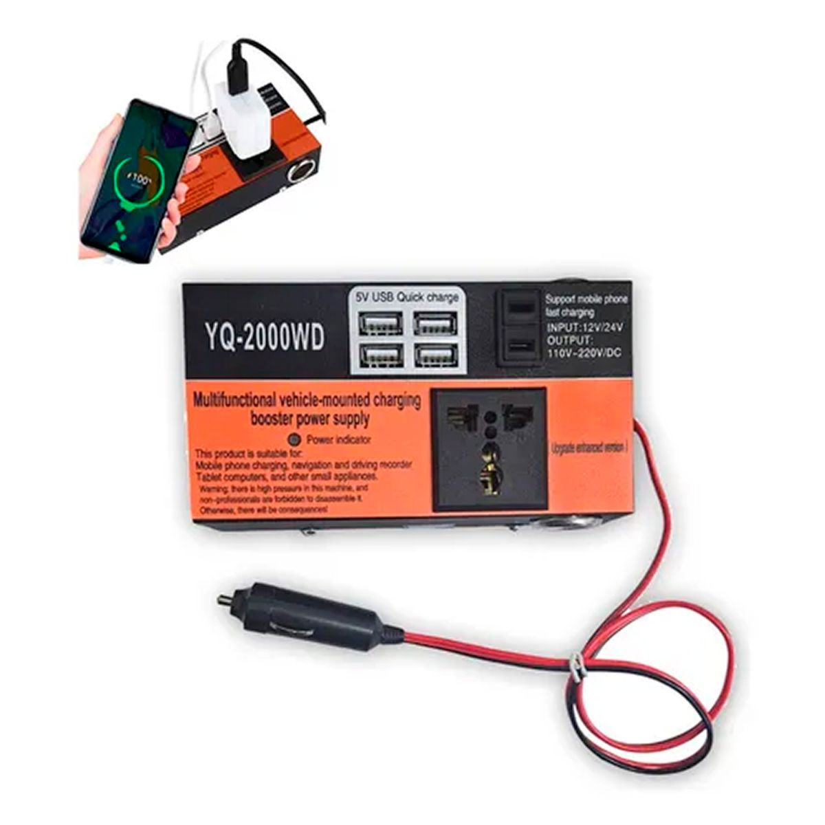 ESHOPANGIE - Inversor De Voltaje Auto Convertidor Corriente 200w 12v-220v